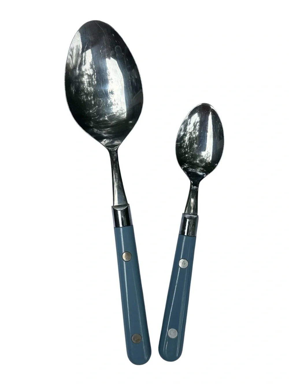 Blue Handle Stainless Steel Serving Spoon Set - Washington Forge (Mardi Gras)